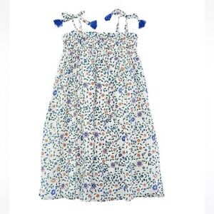 Ro’s Garden EUC Sz 6 Floral Smocked Cotton Dress with Blue Tassels